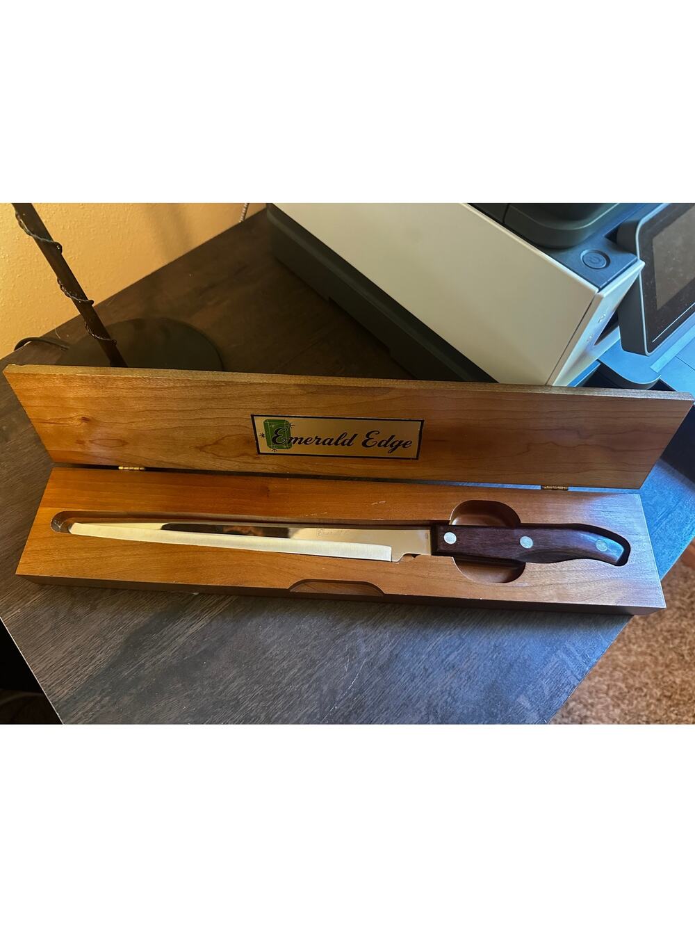 MCM EMERALD EDGE USA 15" KNIFE WITH WOOD CASE